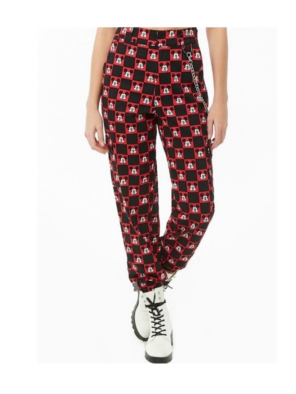 Disney Hot Topic Mickey Mouse Red Checkered Cargo Pants Small
